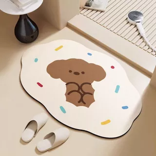 พร้อมส่ง พรม 40x60CM พรมห้องน้ํา วัสดุดินน้ำตาลจากซิลิกา รูปทรงบ้านน่ารัก กันลื่น ทนต่อการขีดข่วนและสกปรก