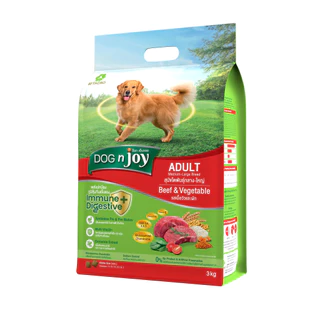 อาหารสุนัข Dog n joy [3kg] ด็อกเอ็นจอย ขนาด 3 กิโลกรัม มีกรดอะมิโนที่จำเป็นต่อสุนัข