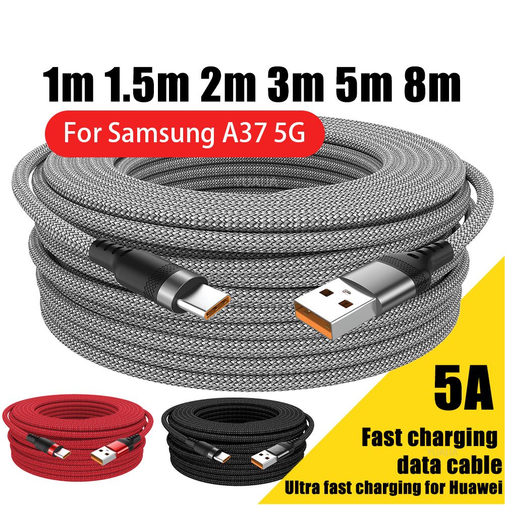 KYBD 3 M/5 M/8 M ยาวและยาวเป็นพิเศษ USB Type C Fast CHARGING Data CABLE สําหรับ Samsung A37 5G USB to USB C CABLE FAST CHARGING ขยายข้อมูลสาย