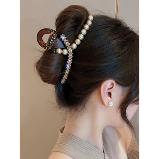 Vogue🌟พร้อมส่ง🌟 กิ๊บติดผม พลอยเทียมและไข่มุก ไล่โทนสีสไตล์เกาหลี เครื่องประดับผมแฟชั่น (VO-81)