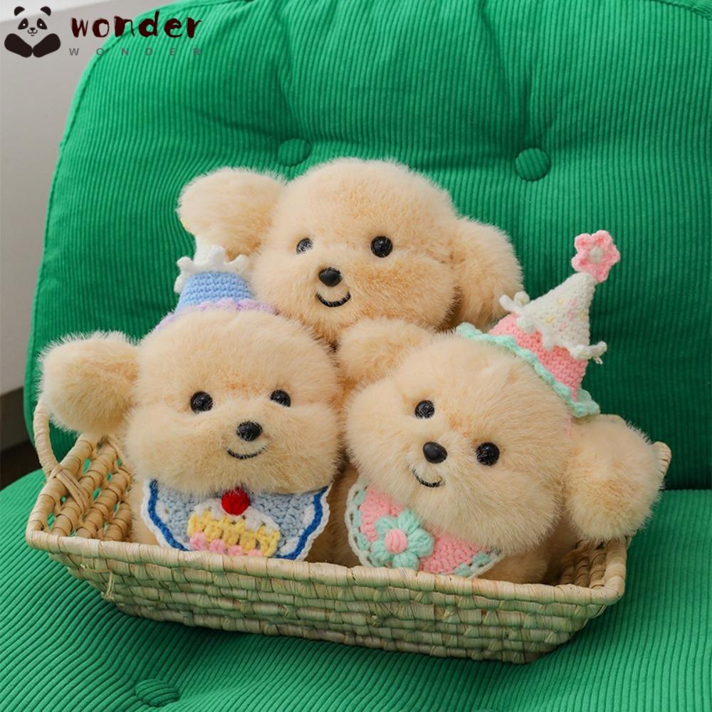 WONDER Plush Bib Dog, Golden Retriever 20 ซม.ตุ๊กตาลูกสุนัข,การ์ตูนจําลองปุยอะนิเมะตุ๊กตาตุ๊กตาของขว