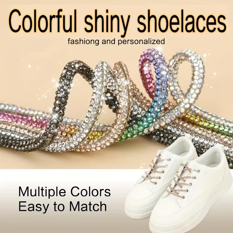 2 ชิ้น 80 ซม.Bling Rhinestone Shoelaces Sparkle รองเท้า Laces สําหรับรองเท้าผ้าใบ