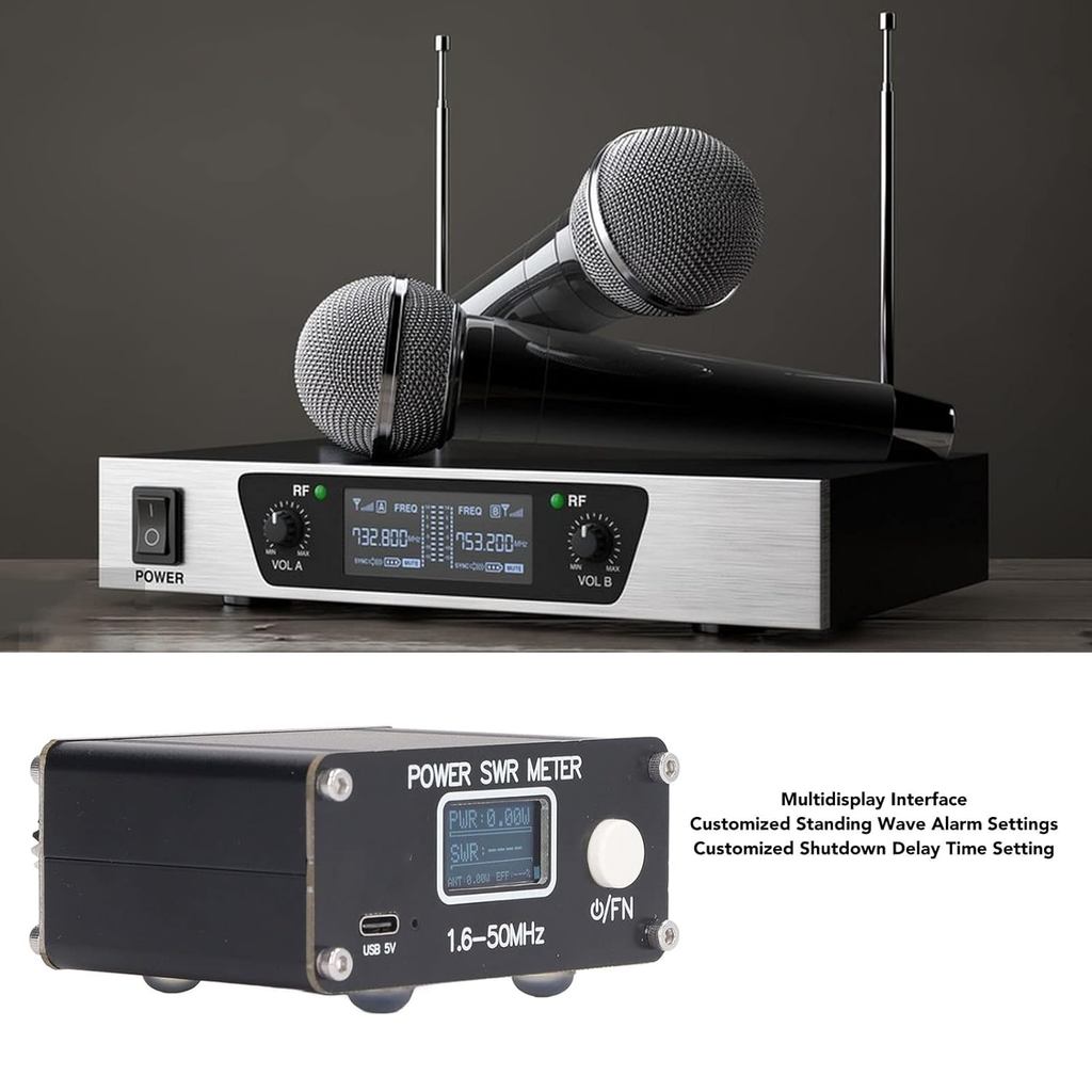 SWR Meter 1.6-50MHz Watt Meter 150W HF Standing Ratio Meter มิเตอร์ดิจิตอลสําหรับการวัด
