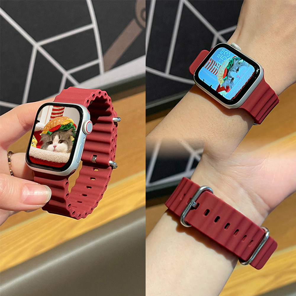 สายรัดซิลิโคนอ่อนมหาสมุทร for Apple Watch IWatch Ultra 3 2 49มม Series 11 10 9 8 7 6 5 4 SE 3 2 1 46 45 44 42 41 40 38มม ราคา ถูกที่สุด ดีลบีเคเค แกลเลอรีภาพที่ 4