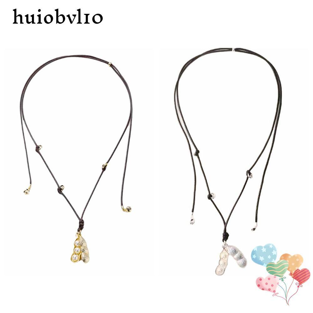 HUIOBVLTH สร้อยคอ Pea Pod, สร้อยคอโลหะผสมเชือก, แฟชั่นโซ่ยาวเชือกเครื่องประดับของขวัญ