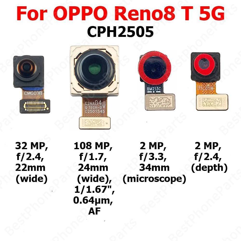 กล้องด้านหน้าด้านหลังสําหรับ OPPO Reno8 T Reno 8 T 8T Reno8T 5G Backside Facing Frontal Selfie กลับโมดูลกล้องอะไหล่โทรศัพท์มือถือ