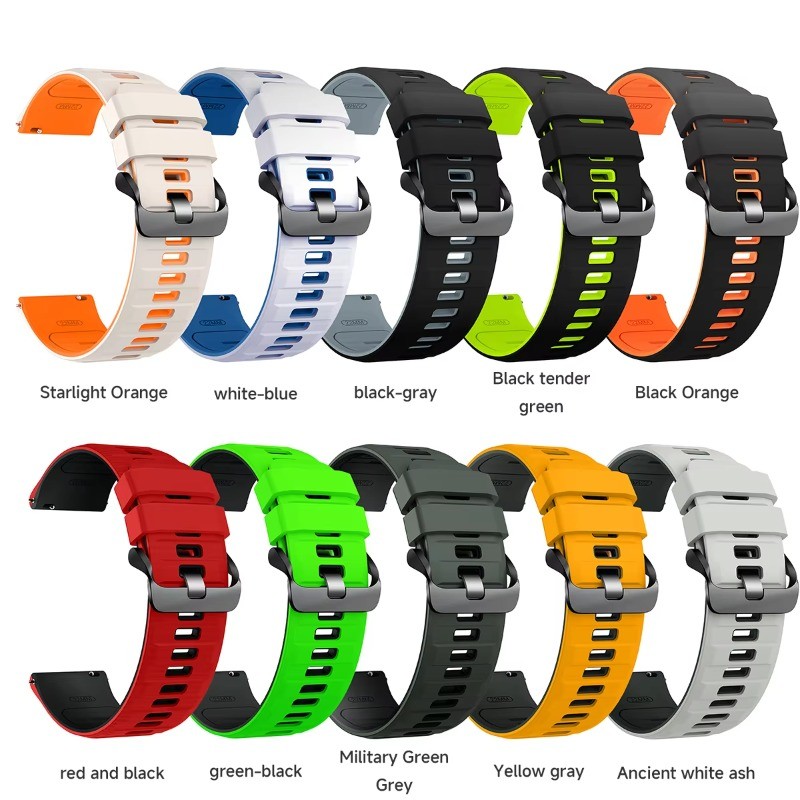 22 มม.Dual-Color Sport สายซิลิโคนสําหรับ Redmi Watch 5 Active/ 5 Lite สําหรับ Huawei นาฬิกา GT6/GT5/GT4 46 มม.สําหรับผู้ชายผู้หญิง - รูปที่ 4