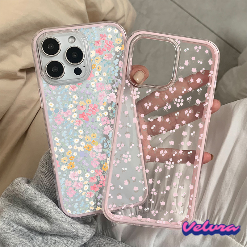โค้งคำนับ เคสไอโฟน สำหรับ IPhone 15 11 13 7Plus 12 16 14 Pro Max ดอกไม้สีน้ำ 16 7 8 Plus เคสโทรศัพท์สองในหนึ่ง