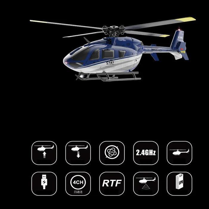 เครื่องบินเฮลิคอปเตอร์ C187 EC135 RC Flybarless Scale Helicopter