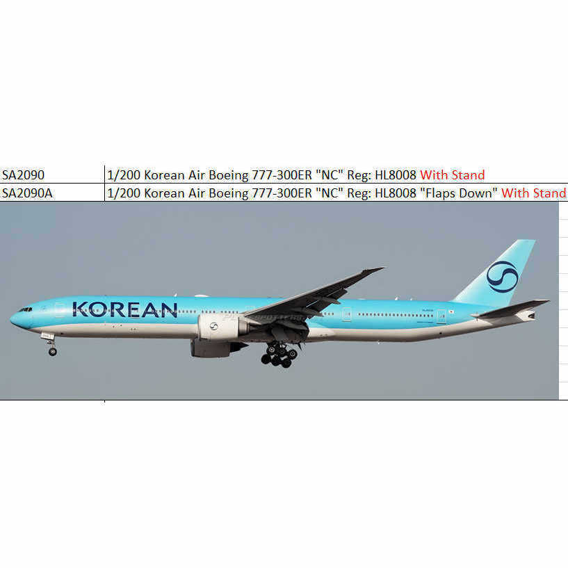 JC Wings SA2090/A 1: 200 Daehan Airlines B777-300ER HL8008 เครื่องบินรุ่น