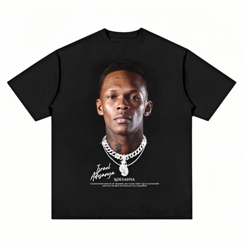 Israel Adesanya UFC Graphic T-Shirt for Men Oversized Cotton Streetwear Sleek Relaxed Fit Modern Ver