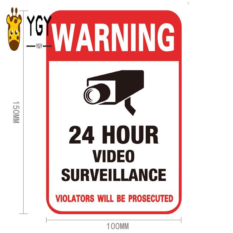 24ชม. ระบบกล้องวิดีโอป้ายเตือนรูปลอกผนังเฝ้าระวังรูปลอกพื้นที่สาธารณะรักษาความปลอดภัยกล้องสติกเกอร์ป้าย