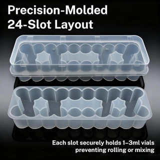 ALLUCK Microtube กล่องเก็บ, Stackable Vial Storage กล่องเปปไทด์พลาสติก 3/5/7/10mL จำนวนช่อง 2 / 10 และ 24 ช่อง