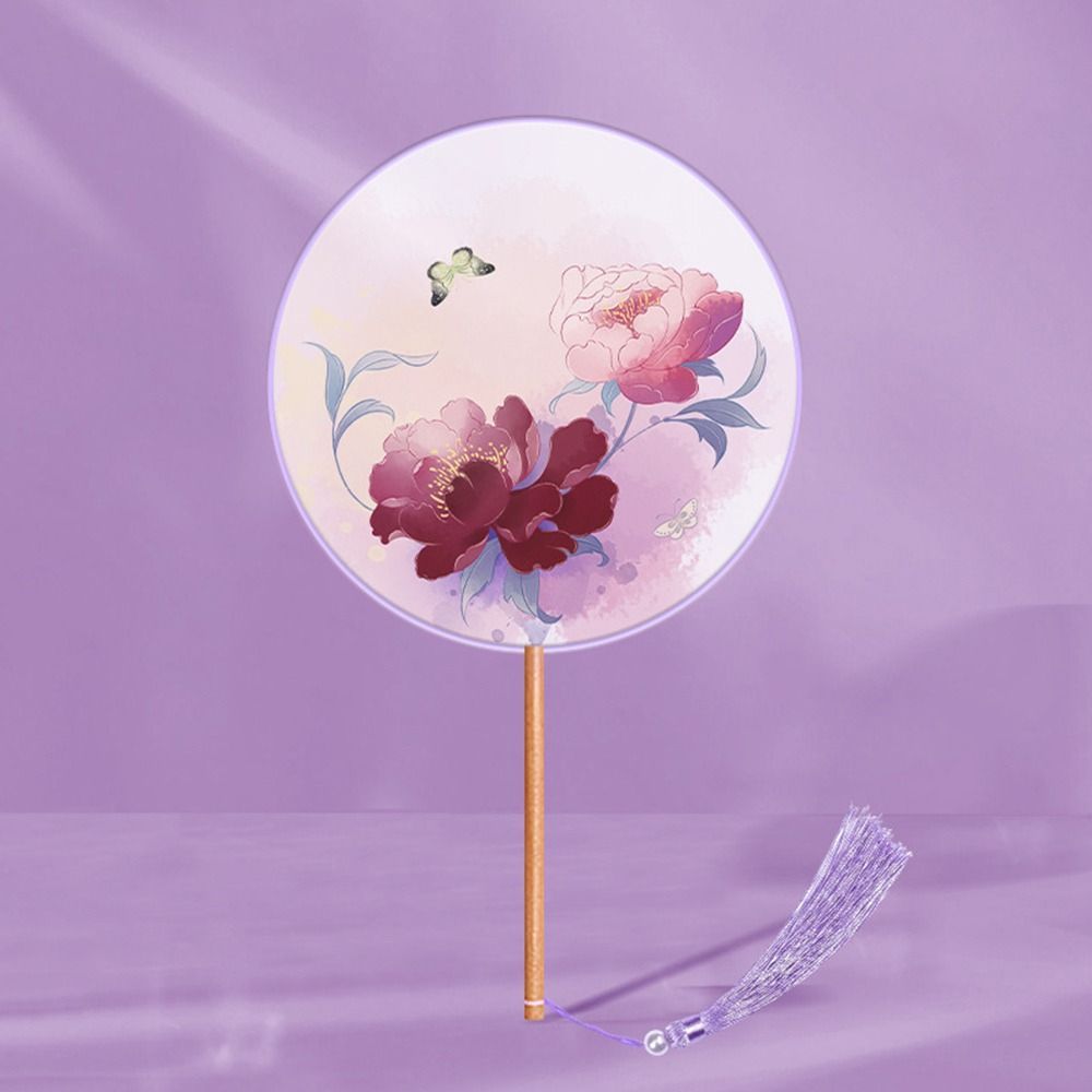 เอบินแลนด์ พัดลมสไตล์โบราณ, ครึ่งใสด้ามยาวรอบพัดลมมือ,วินเทจวินเทจพิมพ์ขนาดเล็กรอบผ้าไหมปักพัดลมเต้นรําประสิทธิภาพการเ - รูปที่ 5