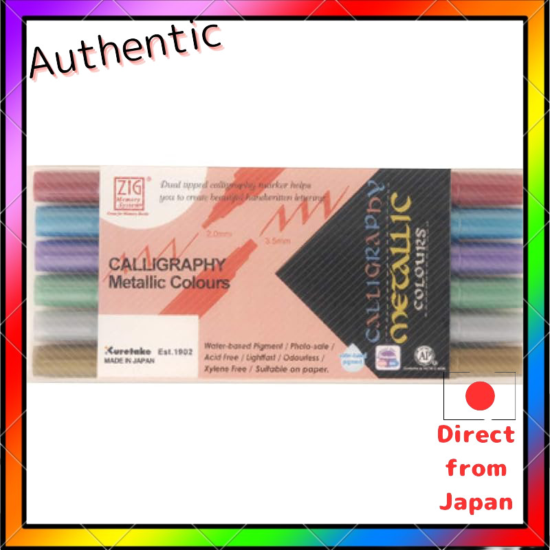 Kuretake ZIG MS Metallic Colors Water-Based Calligraphy Pens Set - 6 Colors MS-8400/6V