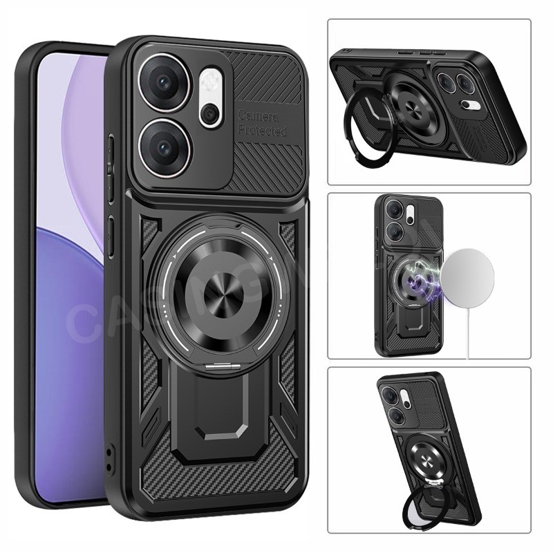 เคสโทรศัพท์สําหรับOppo Reno 15 14 13 Pro Reno15 F FS Reno14 Reno13 4G 5Gผู้ถือแม่เหล็กกันกระแทกโทรศัพท์ปลอกกลับปกแข็ง