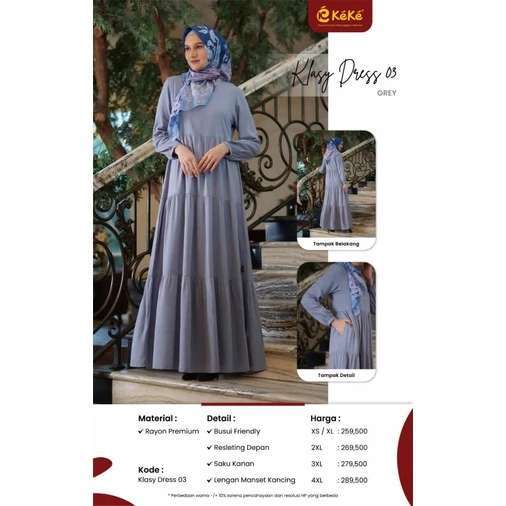 KEKE ADULT GAMIS KLASSY DRESS 03 GREY