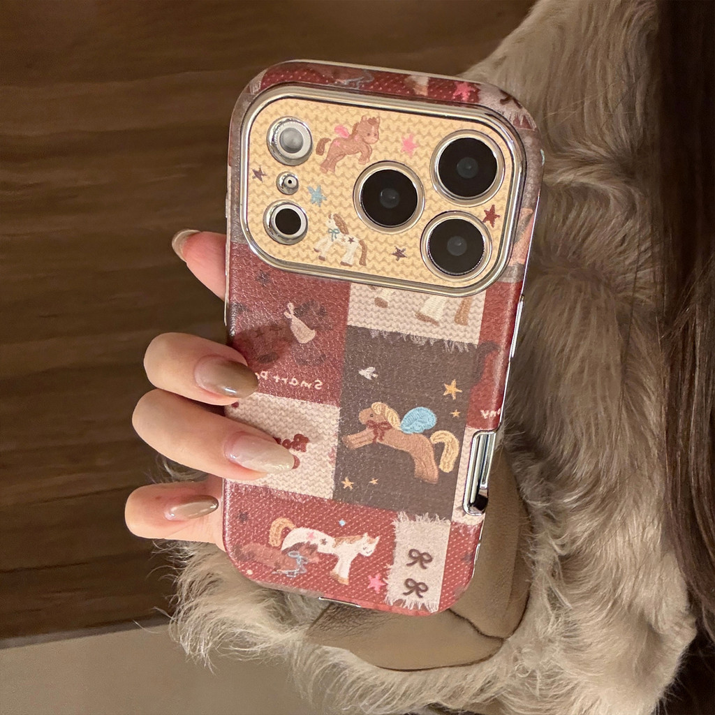 การ์ตูนปีใหม่รูปแบบม้าเคลือบด้วยไฟฟ้าเงิน TPU กรอบสําหรับ iphone 11 12 13 14 15 16 17 pro max กรณี - รูปที่ 7