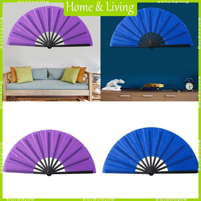 AOTOO มัลติฟังก์ชั่น 10 นิ้วสีดํากระดูกพัดลมมือถือแบบพับได้สําหรับการฝึกอบรมศิลปะการต่อสู้ Kung Fu แ