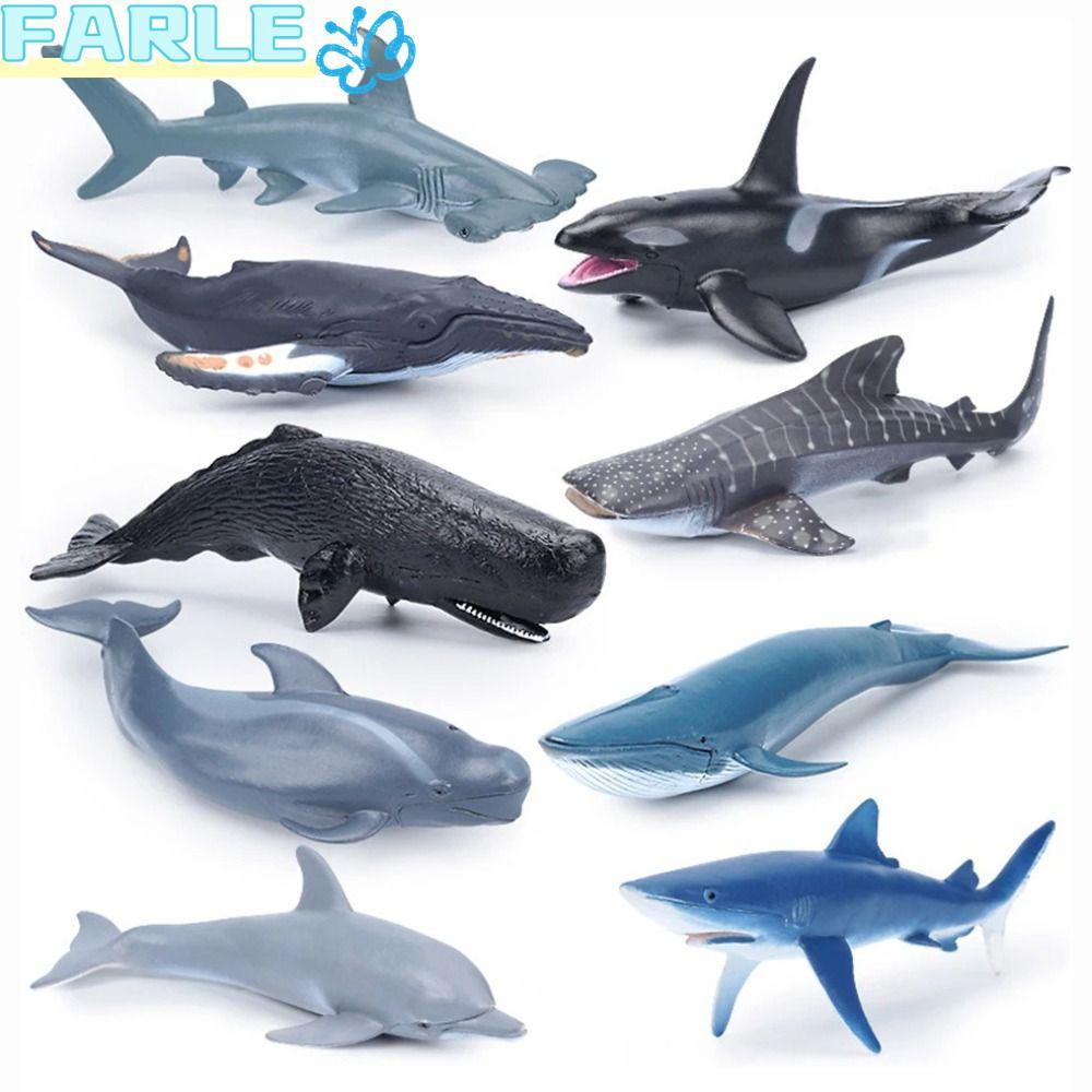 FARL ตุ๊กตาปลาวาฬ, Shark Cachalot PVC จําลอง Sea Life, ของเล่นเพื่อการศึกษา Dolphin Hammerhead สัตว์รุ่น Ocean Action Figures
