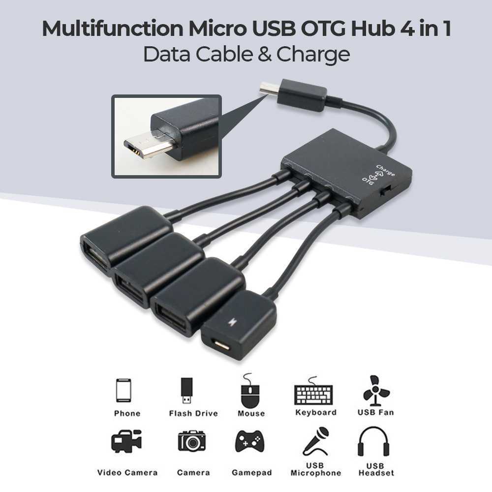 Domura Micro USB OTG Hub 4in1 Data Cable & Charge Converter - M3H4