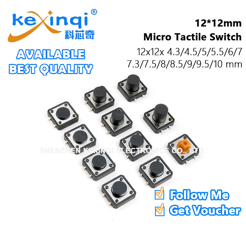 (10 ชิ้น) 12*12 มม.SMD Micro Tactile Switch 12x12x 4.3/4.5/5/5.5/6/7/7.3/7.5/8/8.5/9/9.5/10 มม.สแควร์ปุ่มกด Tact สวิทช์