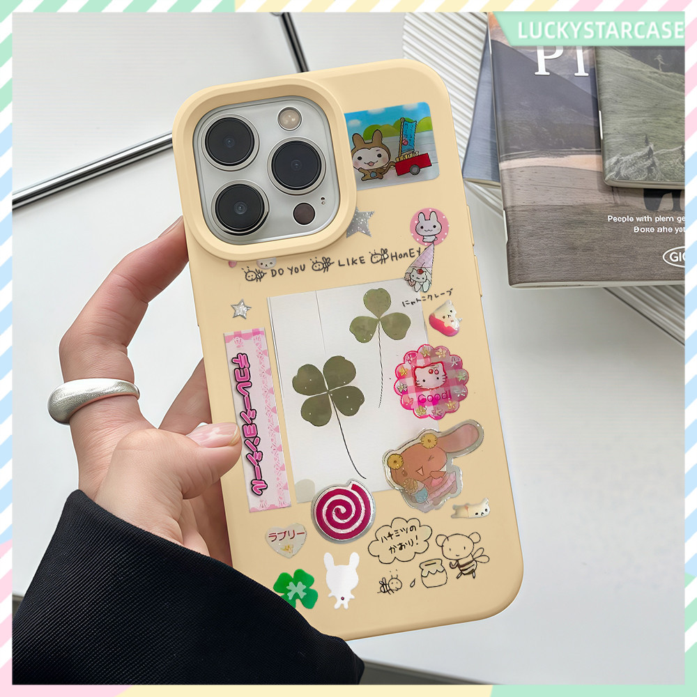 เคสไอโฟน For iPhone 11 17 16 15 12 13 14 15 Pro Max XR X XS Max 7 8 16 Plus เคสมือถือ สีพื้น การ์ตูนโคลเวอร์โชคดี Case ราคา ถูกที่สุด ดีลบีเคเค แกลเลอรีภาพที่ 4