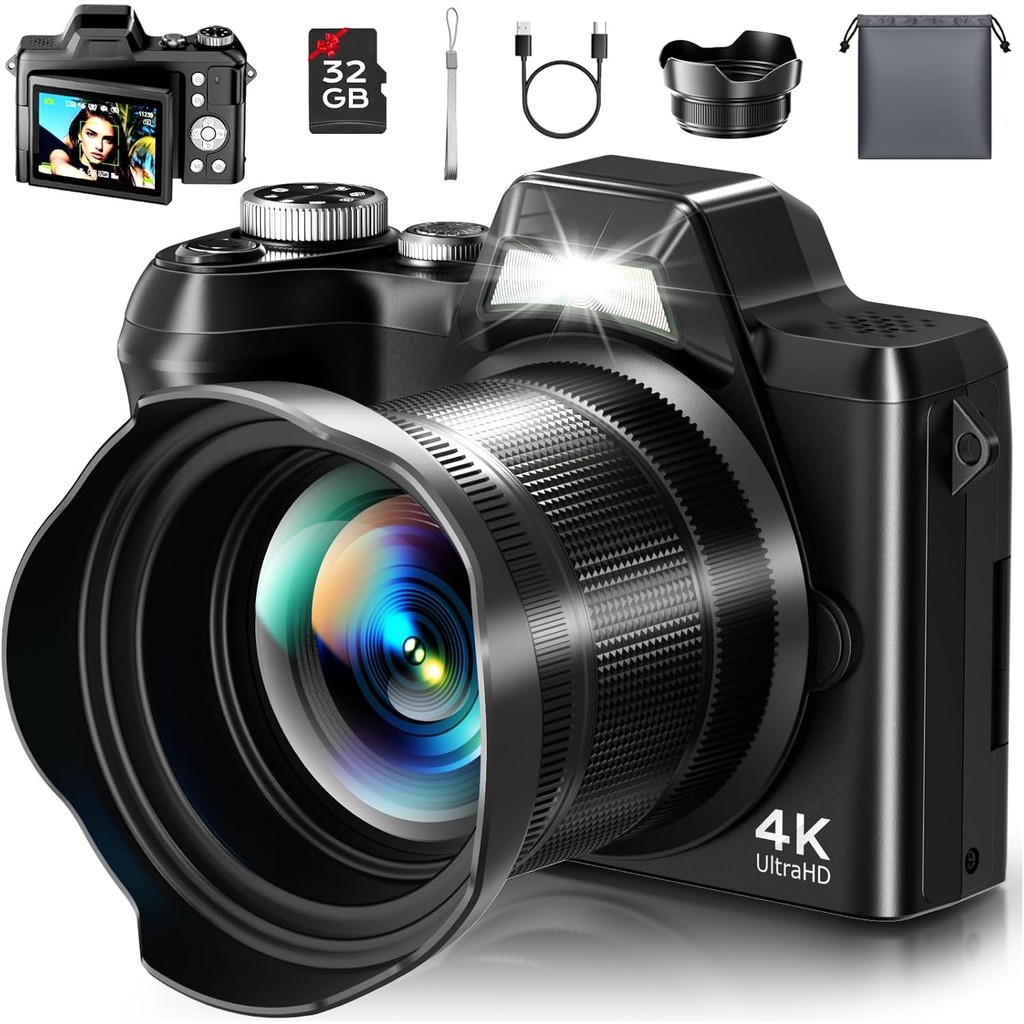 กล้องดิจิตอล 4K สําหรับถ่ายภาพ Autofocus 56MP Vlogging Camera สําหรับ YouTube/Content Creators/Trave