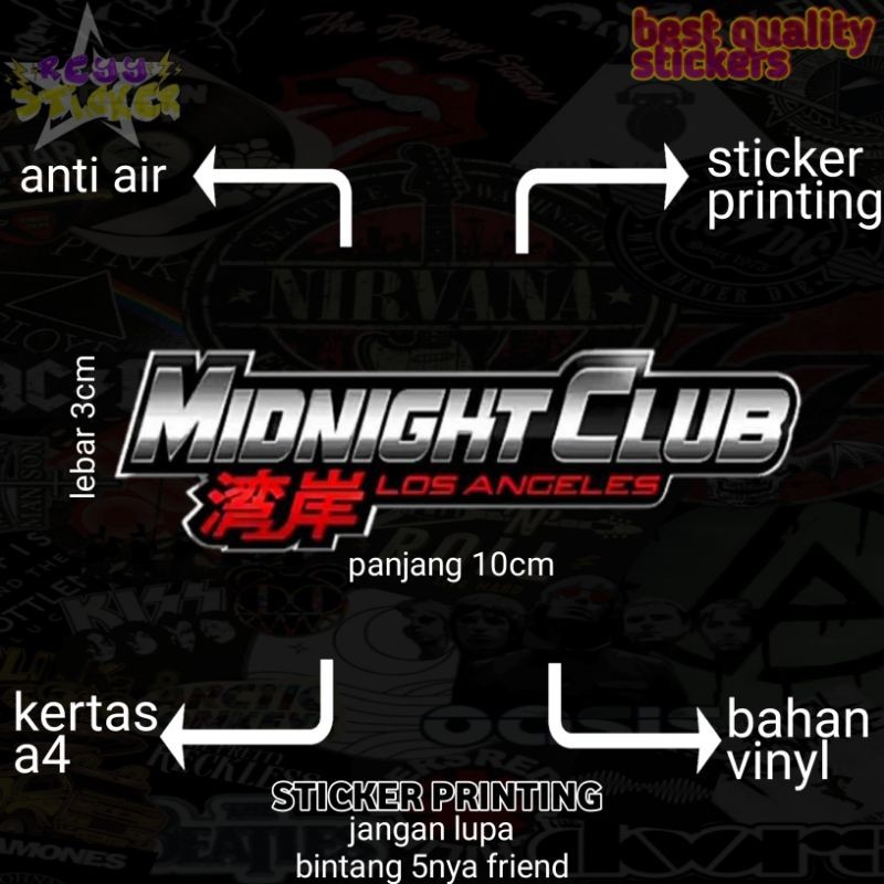 สติ๊กเกอร์การพิมพ์กันน้ํา Midnight Club Los Angeles