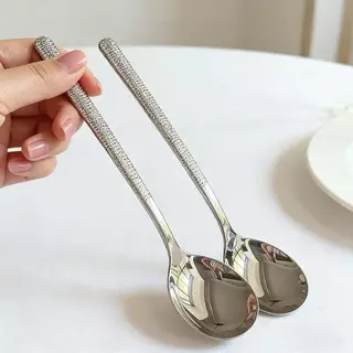 Papa ช้อนซุปสเตนเลส สไตล์เกาหลี ด้ามจับยาว สำหรับโรงแรม ห้องครัว(20cm) ช้อน ด้าม