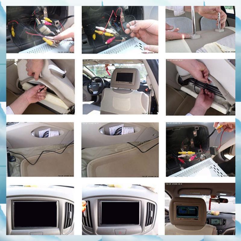 [WSB] Universal 7Inches Car Headrest Monitor Screen สําหรับ AV USB SD MP4 MP5 FM Beige