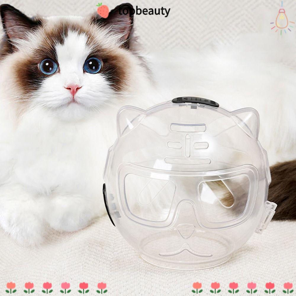 TOPBEAUTY Breathable Cat Muzzle, โปร่งใส Anti-Licking Cat Muzzle ป้องกัน Space Hood, Cat Grooming อุ