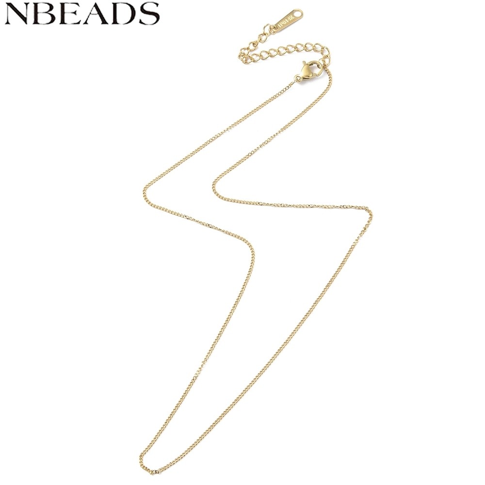 1 ชิ้น Ion Plating (IP) 304 สแตนเลสสตีล Curb สร้อยคอสําหรับผู้ชายผู้หญิง golden 16.26 นิ้ว(41.3 ซม.)