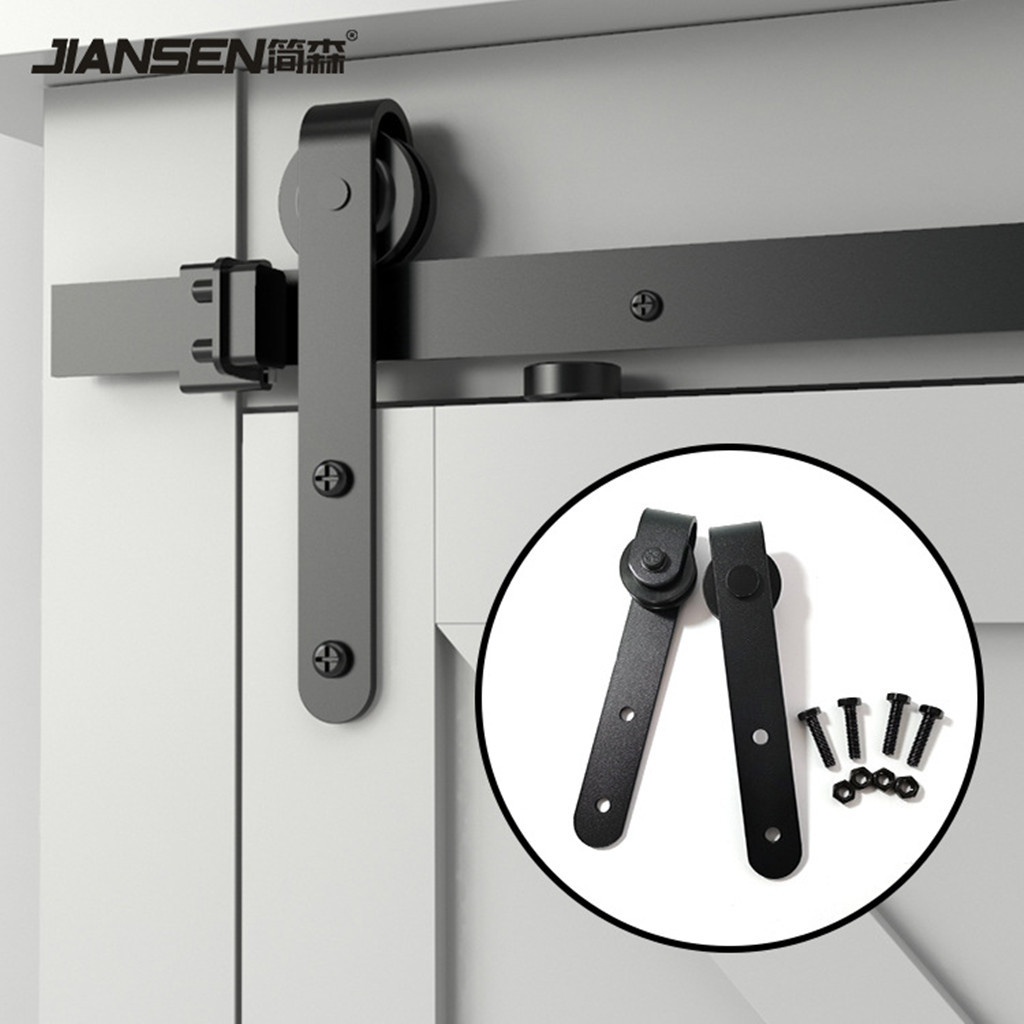 1 คู่ Mute เหล็กคาร์บอนรางเลื่อนรอก TRACK Sliding Barn Door Kit รางล้อเลื่อนชุดเลื่อนประตูยุ้งข้าวชุดเครื่องมือ