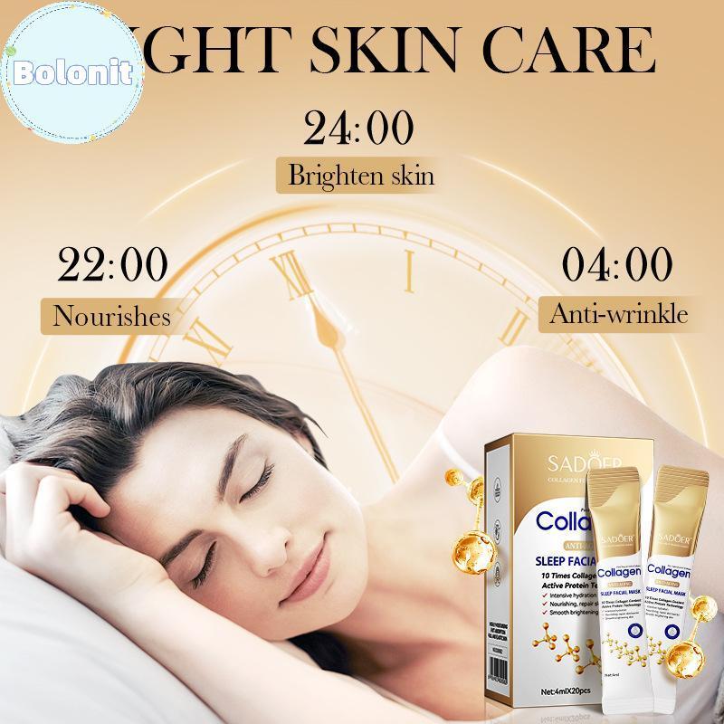 Bolonit SADOER 20pcs 4ml คอลลาเจน Sleeping Facial Masks Face Skincare Moisturizing Brightening Firmi