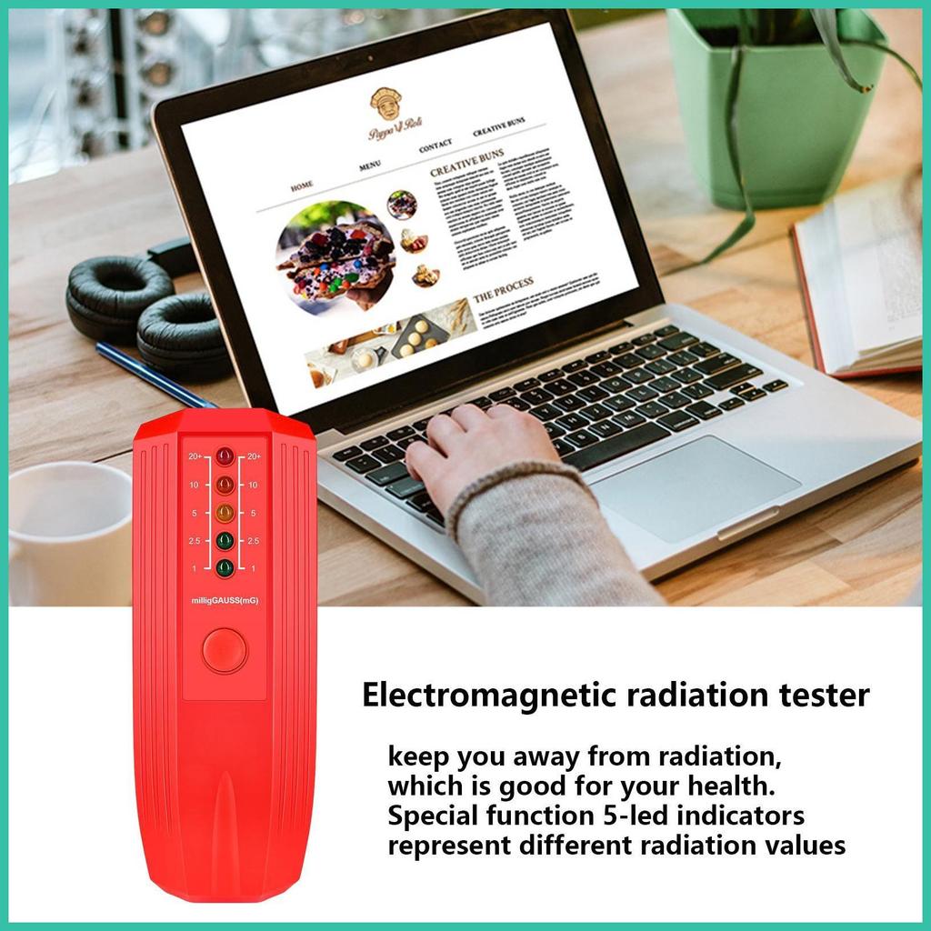 EMF เครื่องตรวจจับ 5 ไฟ LED EMF Meter แม่เหล็กไฟฟ้ารังสีเมตรมือถือดิจิตอล LCD EMF Reader yonteth