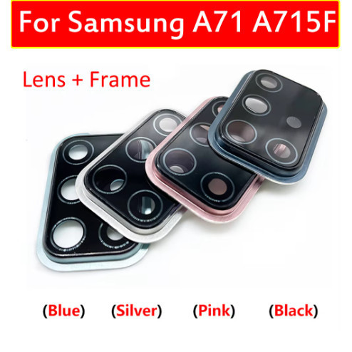 สําหรับ Samsung A71 A715F ที่อยู่อาศัยด้านหลังกล้องเลนส์กระจกพร้อมฝาครอบกรอบผู้ถือ