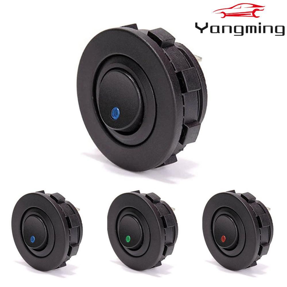 Yangming เปิด/สวิทช์, SPST 12V 20A/24V 10A รอบ Rocker Toggle,อะไหล่ 3 ขา LED ตัวบ่งชี้สวิทช์สําหรับรถยนต์เรือรถบรรทุก