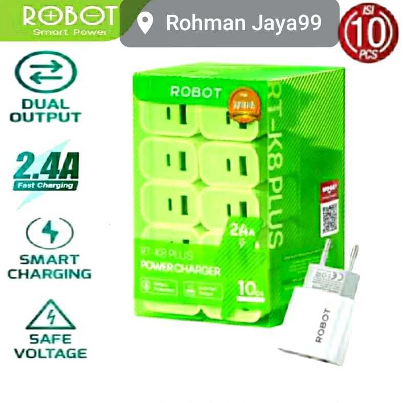 1 กล่อง CONTAINS 10 ชิ้น ORIGINAL ROBOT RT-K8 ADAPTER PLUS DUAL OUTPUT USB - A & USB - C RTK8 PLUS F