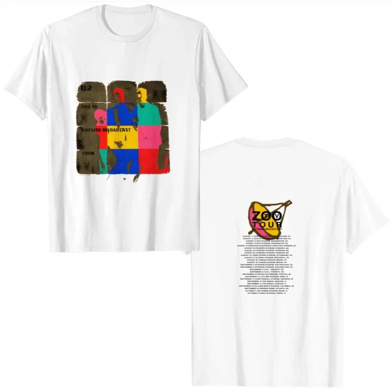 U2 Zoo TV Tour 1992 เสื้อยืด – Vintage 90-an Rock Band Heavyweight Tee หรูหราสําหรับผู้ชายและผู้หญิง