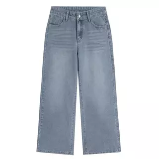 Yoka ไซซ์ S-3XL กางเกงยีนส์ สไตล์เกาหลี แนววินเทจ เท้ากว้าง สวยๆเก๋ๆ Clothing Jean Lady ผู้หญิง