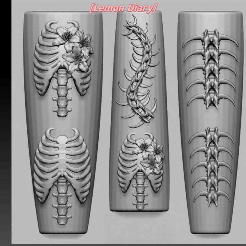 แอลดี| 1/2 ชิ้น 3D ซี่โครงกระดูกสันหลังกระดูกแม่พิมพ์อะคริลิค DIY ตุ๊กตาออกแบบซิลิโคนโปร่งใสเล็บแม่แบบเล็บอุปกรณ์เสริมใหม่