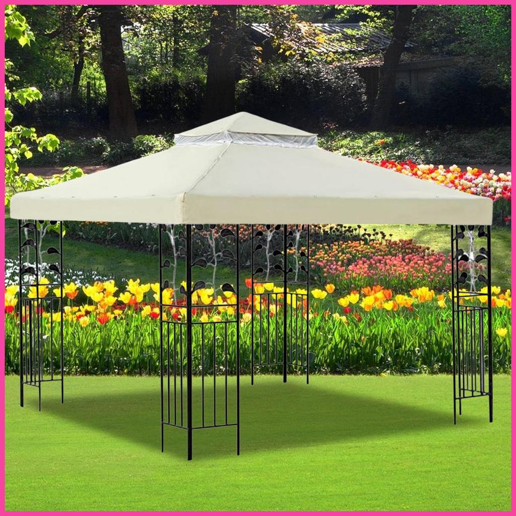 Gazebo เปลี่ยนด้านบนเปลี่ยน Gazebo Canopy Top Double Layer กันน้ํา Shade พร้อม Hardtop สําหรับ Garde