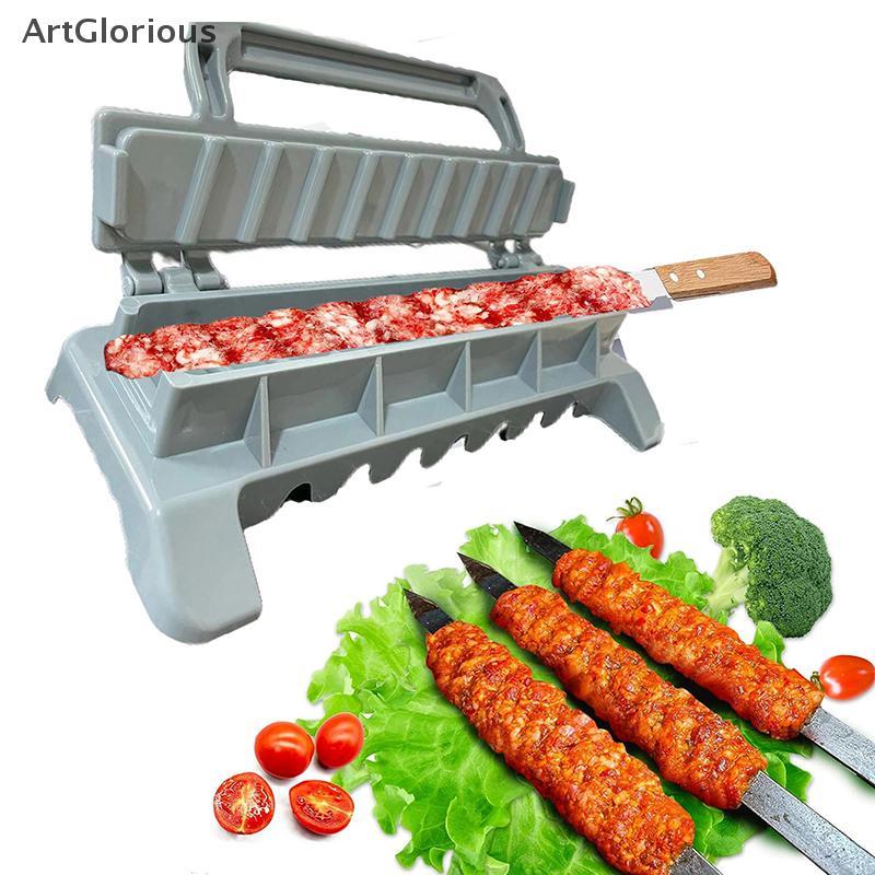Art Kebab Maker Easy Single Row Grille บาร์บีคิว Skewers เตรียม Kebab Maker กดเครื่องนํากลับมาใช้ใหม
