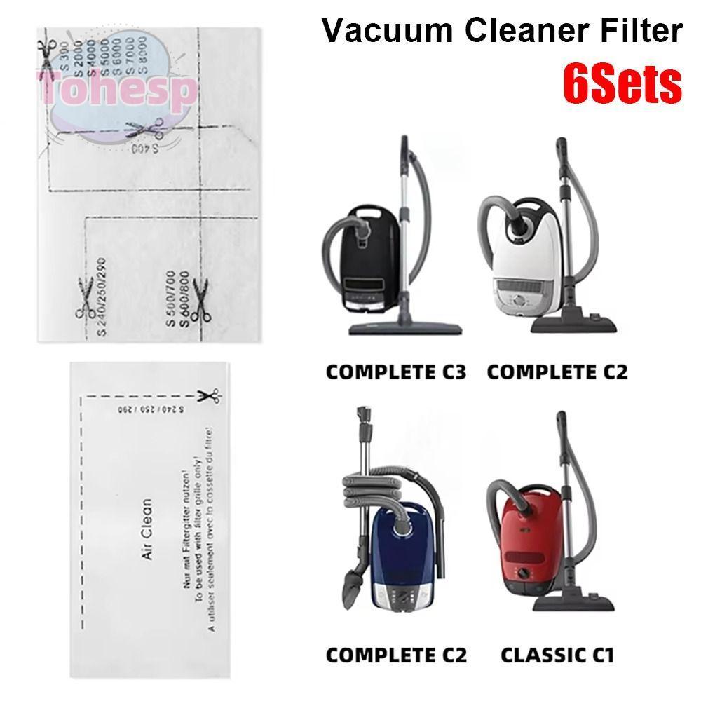 TOHESP 6 ชุดผ้าฝ้ายกรอง, Air Clean ไอเสียกรองเครื่องดูดฝุ่น,แพ็คเครื่องใช้ในบ้านอะไหล่สําหรับ Miele 