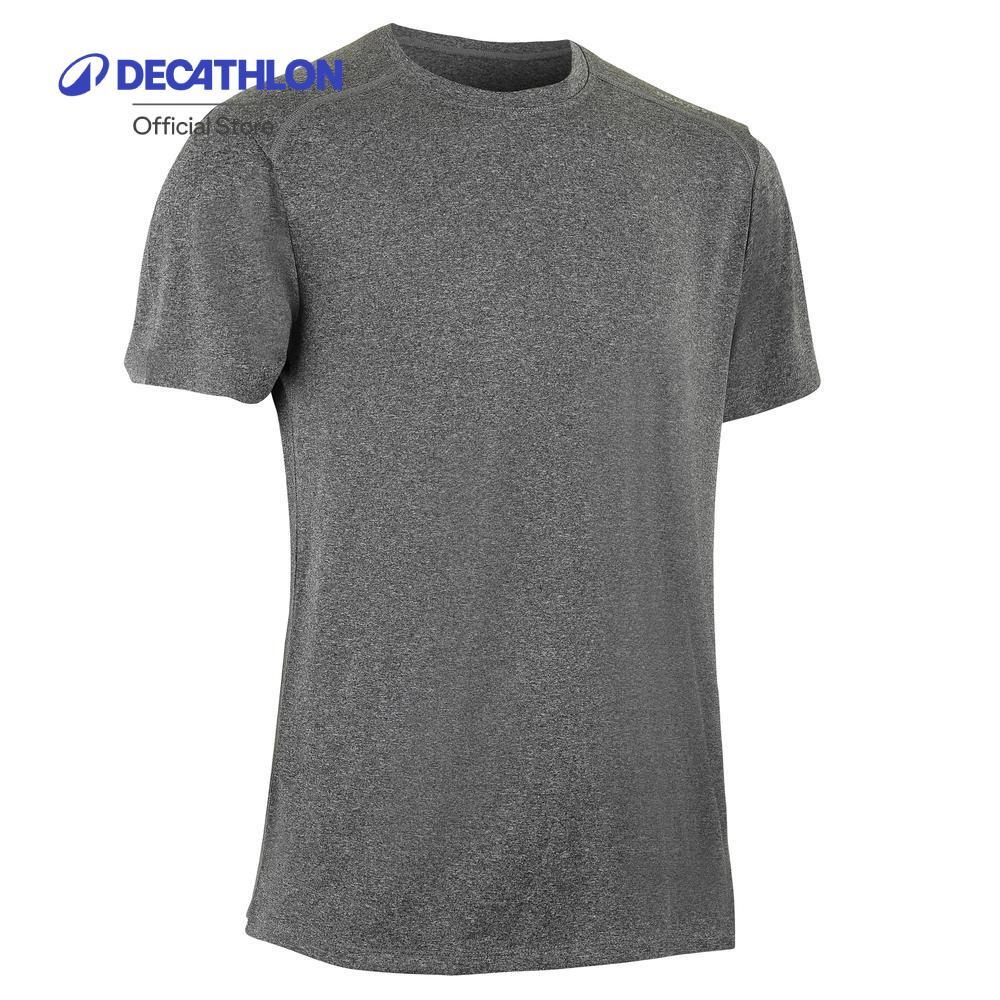 Decathlon Men'S Crew Neck T-Shirt Essential เสื้อยืดผู้ชายสำหรับใส่ออกกำลังกายแบบคาร์ดิโอรุ่น 100 - Grey