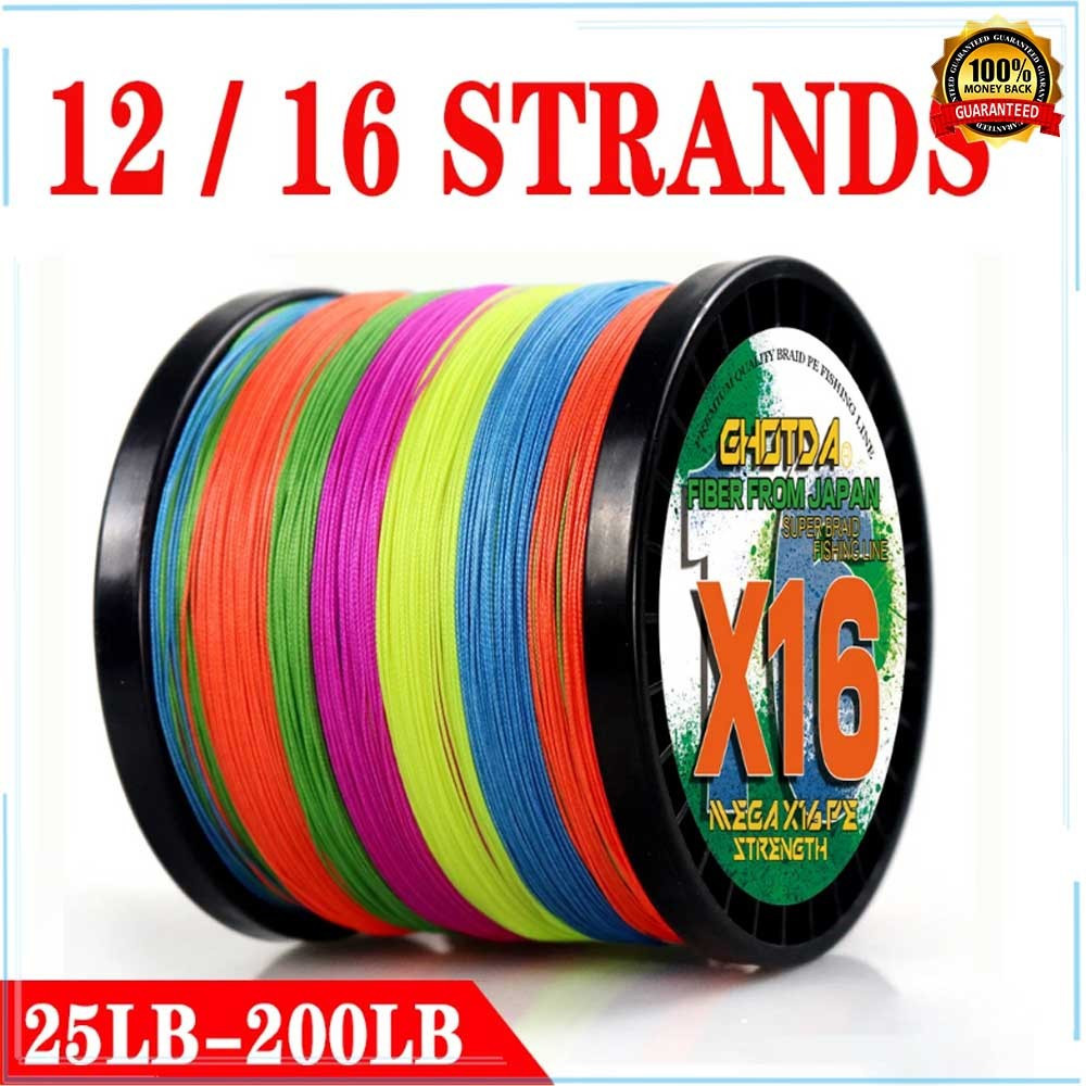 GHOCTA สายสานยึดแน่น 500 เมตร 16 สาย Multifilament PE ทนทานสำหรับน้ำเค็ม น้ำหนัก 125LB-200LB