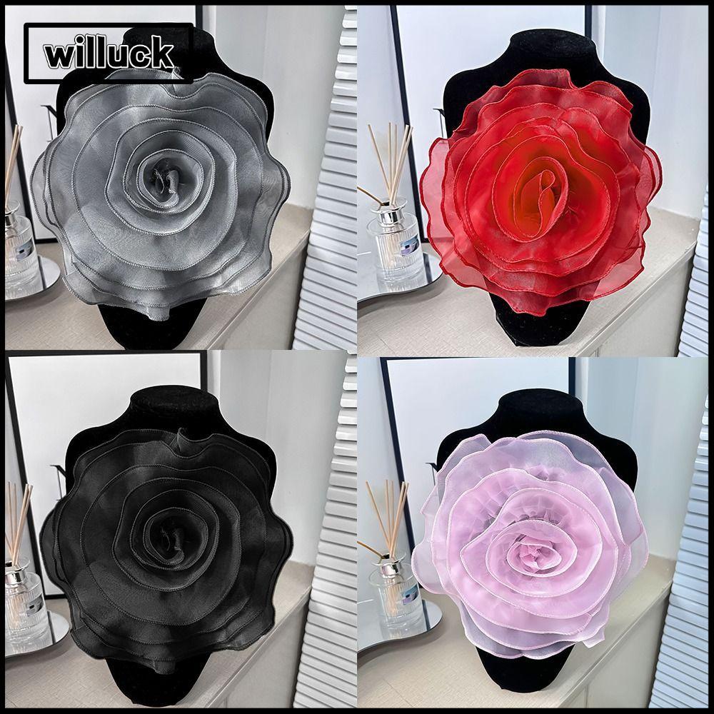 WILLUCK เสื้อยกทรงดอกไม้, อุปกรณ์เสริมเข็มกลัดทํามือ แพทช์ดอกกุหลาบ, เสื้อผ้าชุดคอตกแต่งประดิษฐ์ DIY หน้าอกดอกไม้