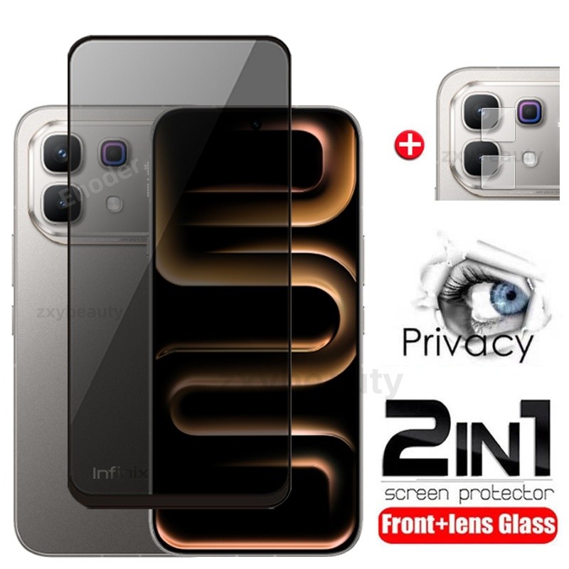2in1 ความเป็นส่วนตัวกระจกนิรภัยสําหรับ Infinix หมายเหตุ 60 Pro Ultra 4G 5G 2026 ป้องกันหน้าจอคลุมทั้งหมดเลนส์กล้องสําหรับ Note60 60Pro Note60Pro Note60Ultra ฟิล์มเลนส์