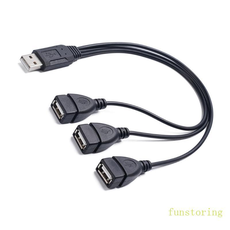 FUN USB Splitter Cable Male to Triple Female สําหรับขยายการเชื่อมต่อในสํานักงานรถยนต์และ Home Setups